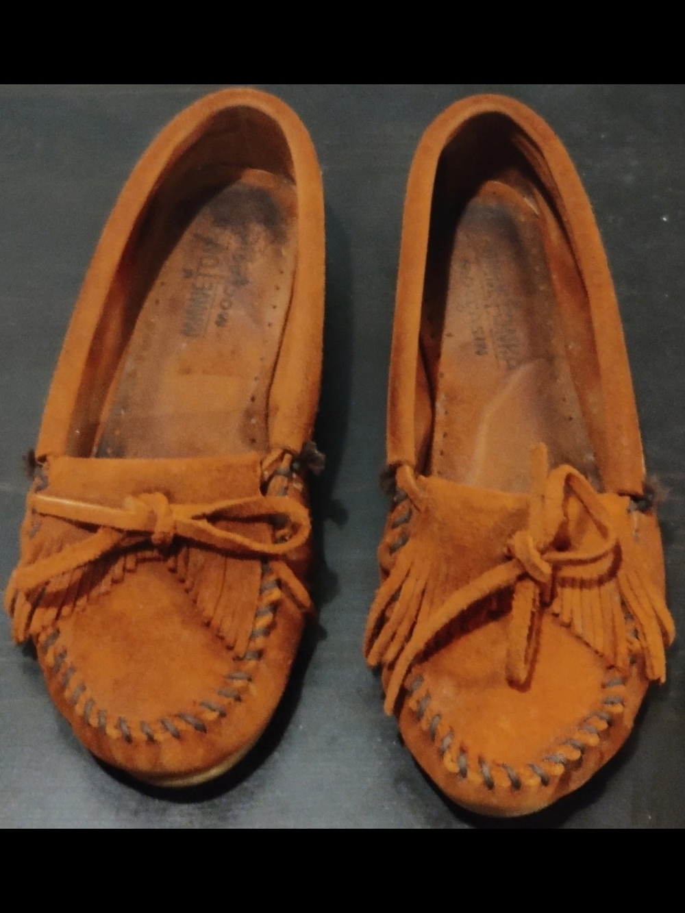 Minnetonka Womens 7 Minnetonka Moccasins Kilty Suede Moc Hardsole